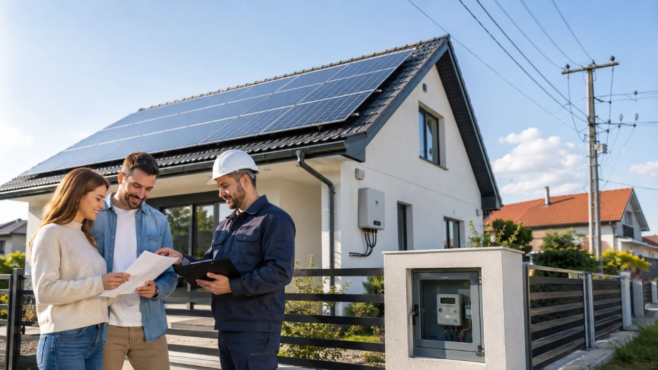 Domaćinstvo sa solarnim panelima, elektro brojilom i EDS priključenjem za kupca-proizvođača